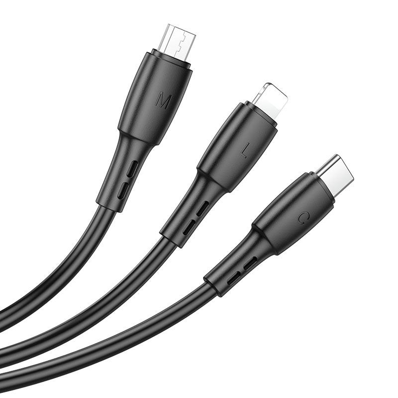 USB дата-кабель 3-in-1 Borofone BX71 Lightning / Micro-Usb / Type-C - фото 3 - id-p192082860