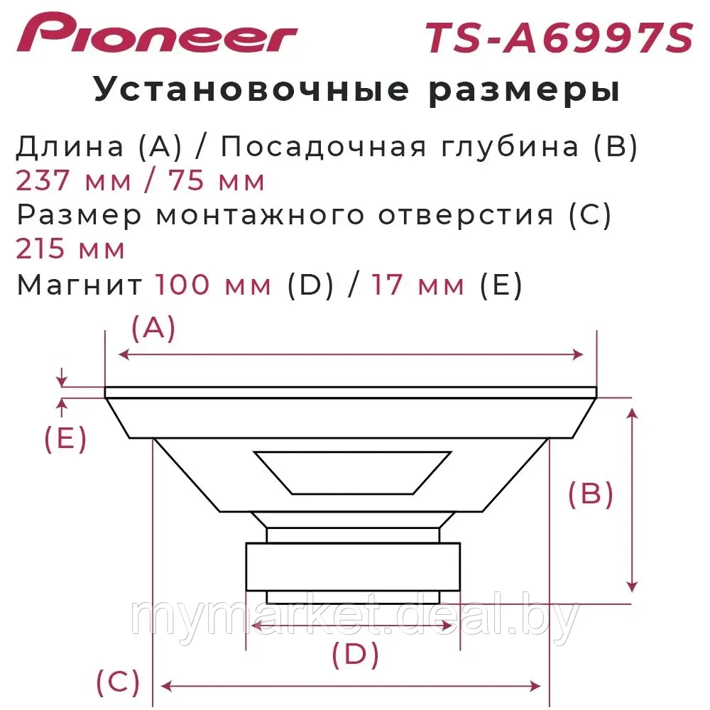 Автомобильные колонки динамики Pioneer TS-A6997S / Коаксиальная акустика 3-х полосная 6X9.45 дюйм./16x24 см - фото 7 - id-p192083483