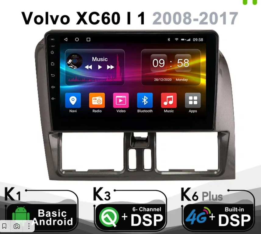 Штатная магнитола Carmedia для Volvo XC60 2007-2012 на Android 10 (4/64Gb + 4G)