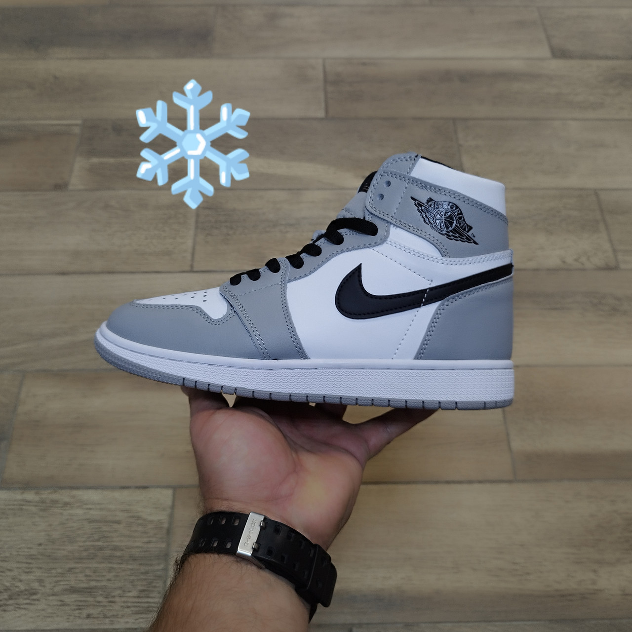 Кроссовки Air Jordan 1 High Light Smoke Grey с мехом