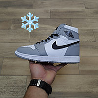 Кроссовки Air Jordan 1 High Light Smoke Grey с мехом