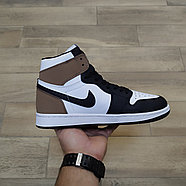 Кроссовки Air Jordan 1 High Black White Brown с мехом, фото 2