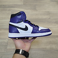 Кроссовки Air Jordan 1 High Purple White Black с мехом, фото 2