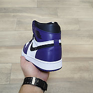 Кроссовки Air Jordan 1 High Purple White Black с мехом, фото 4