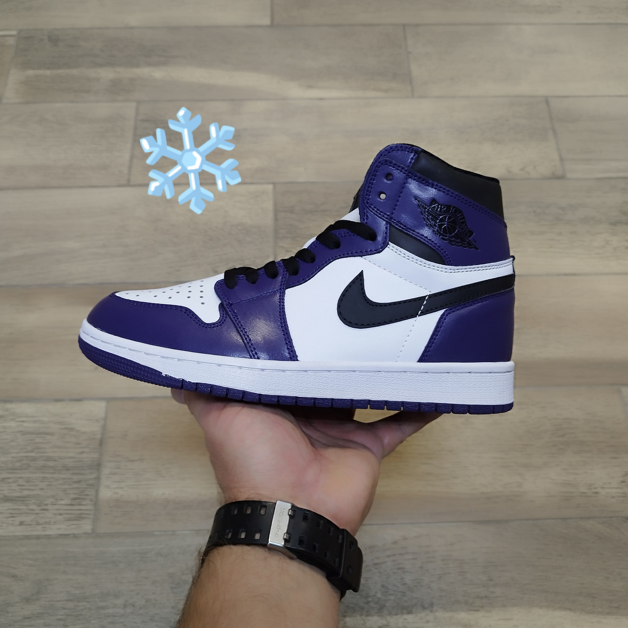 Кроссовки Air Jordan 1 High Purple White Black с мехом