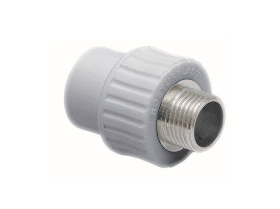 Ниппель ПП комбинированный наружн.резьба 32х 3/4", серый, фото 2