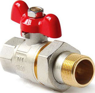 Кран шаровый 3/4" нар.-вн. бабочка (со сгоном) никелир. PRO AQUA, фото 2