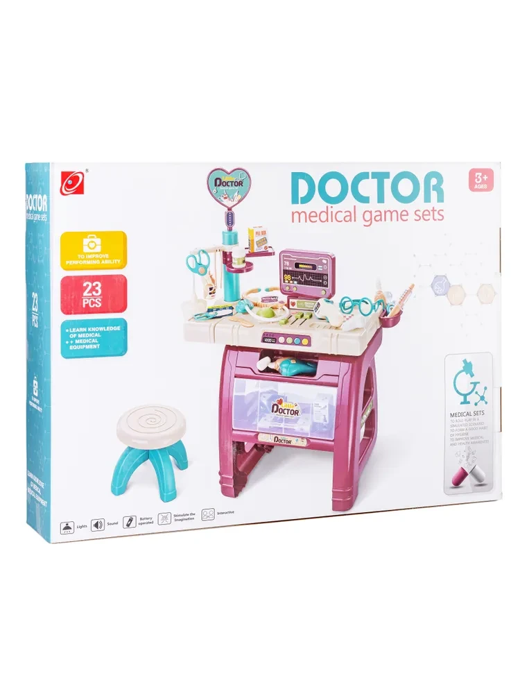 Детский игровой набор "Доктор" 660-86 (23 предмета) подсветка, звук, стульчик, в коробке - фото 7 - id-p192118411