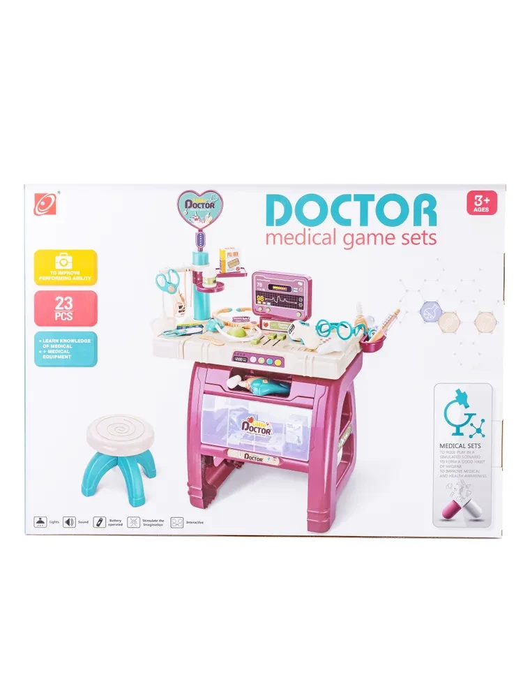 Детский игровой набор "Доктор" 660-86 (23 предмета) подсветка, звук, стульчик, в коробке - фото 8 - id-p192118411