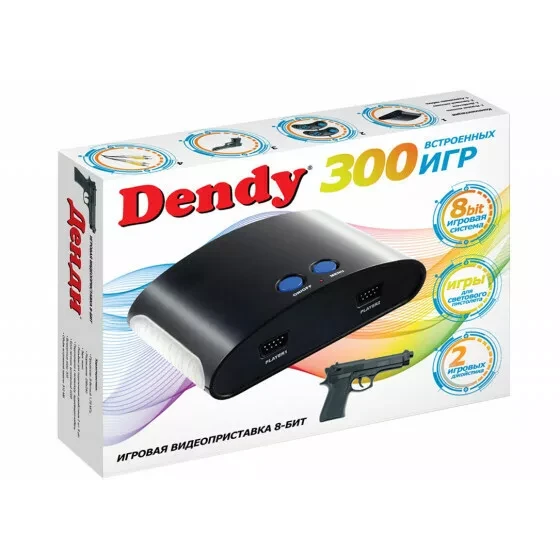 Игровая приставка Dendy 300 игр + световой пистолет - фото 1 - id-p192119648