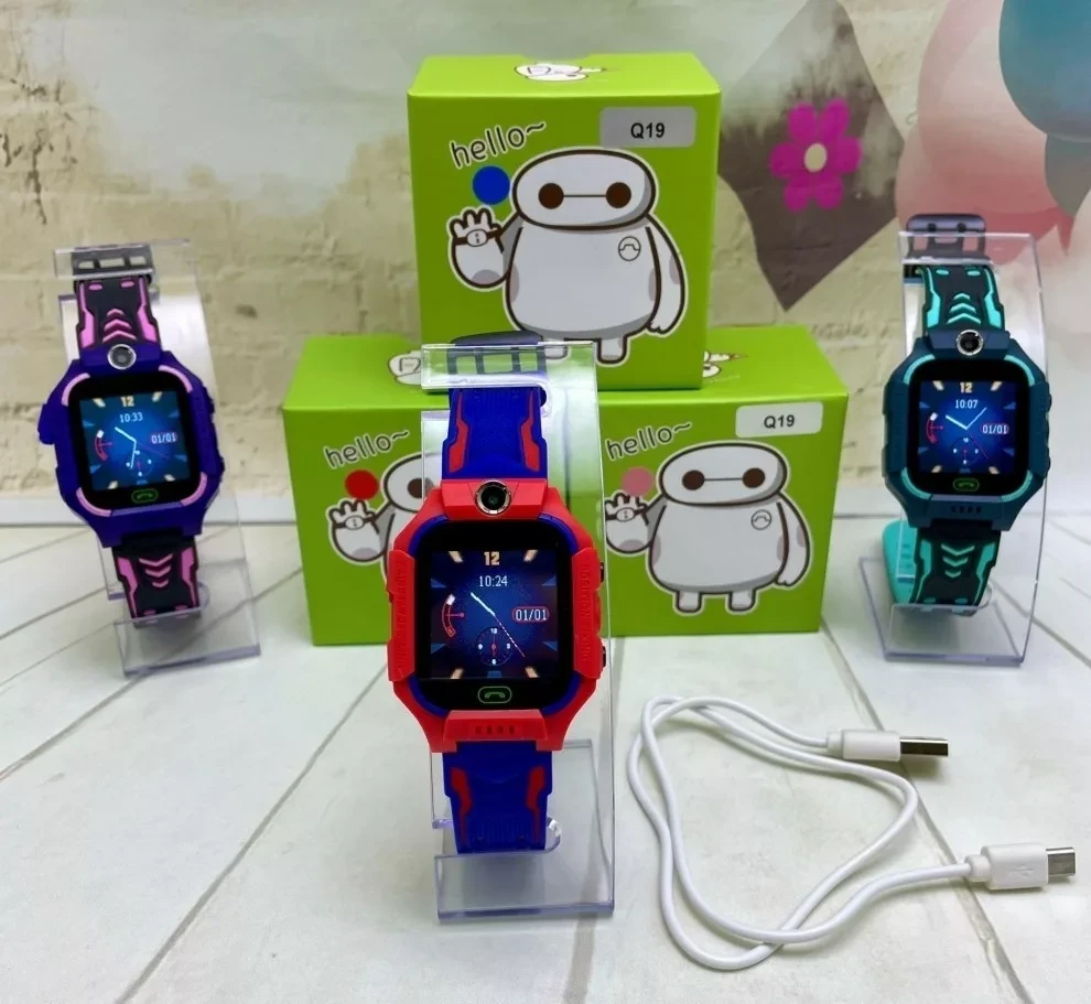 Детские умные часы Smart Baby Watch Q19 (красный с синим) - фото 2 - id-p192119649