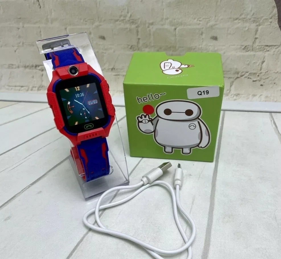 Детские умные часы Smart Baby Watch Q19 (красный с синим) - фото 4 - id-p192119649