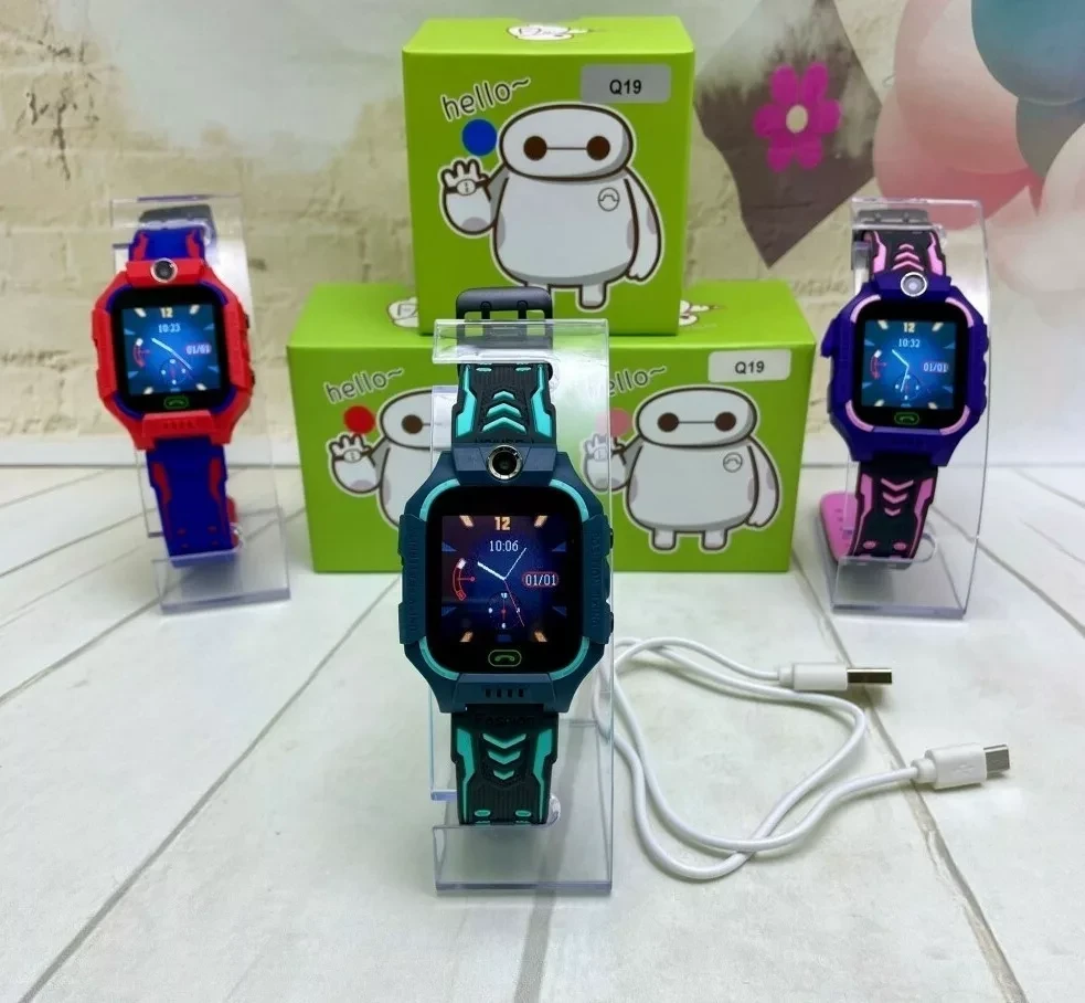 Детские умные часы Smart Baby Watch Q19 (красный с синим) - фото 6 - id-p192119649
