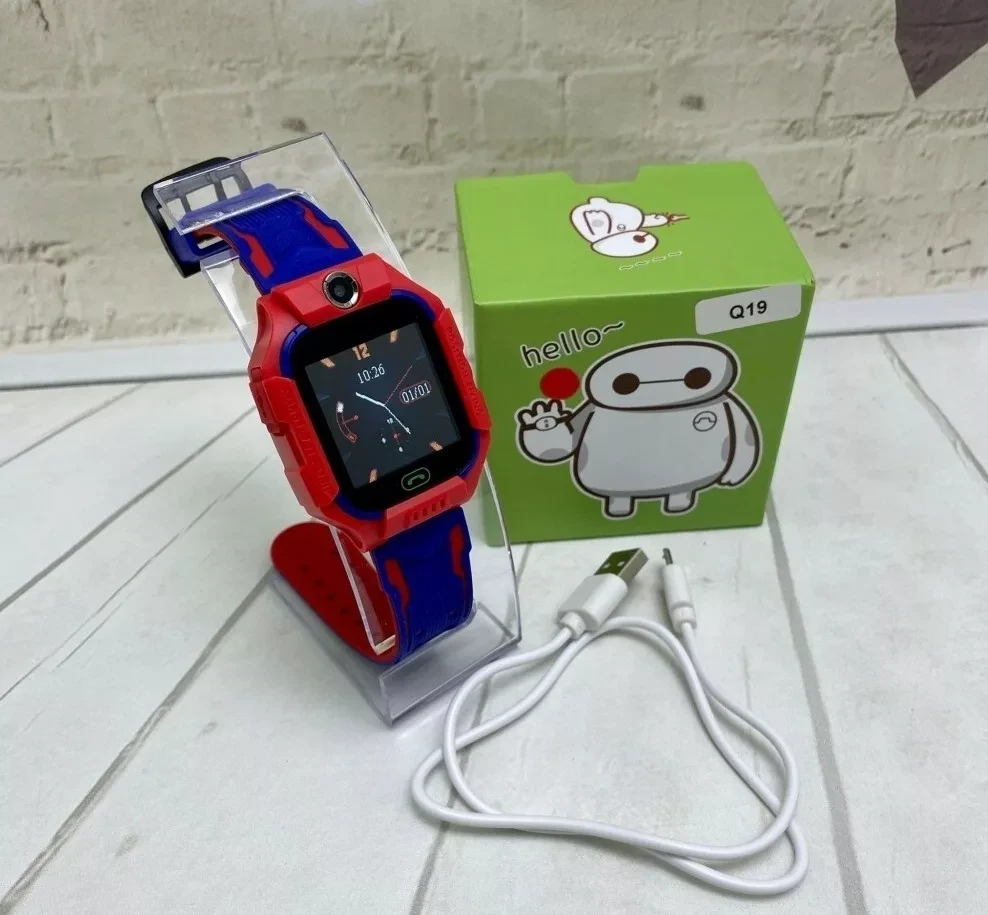 Детские умные часы Smart Baby Watch Q19 (красный с синим) - фото 7 - id-p192119649