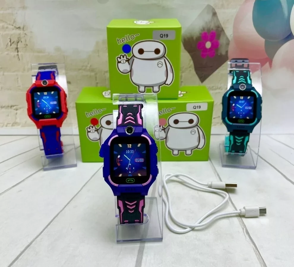 Детские умные часы Smart Baby Watch Q19 (красный с синим) - фото 8 - id-p192119649