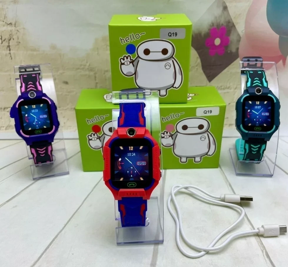 Детские умные часы Smart Baby Watch Q19 (красный с синим) - фото 9 - id-p192119649
