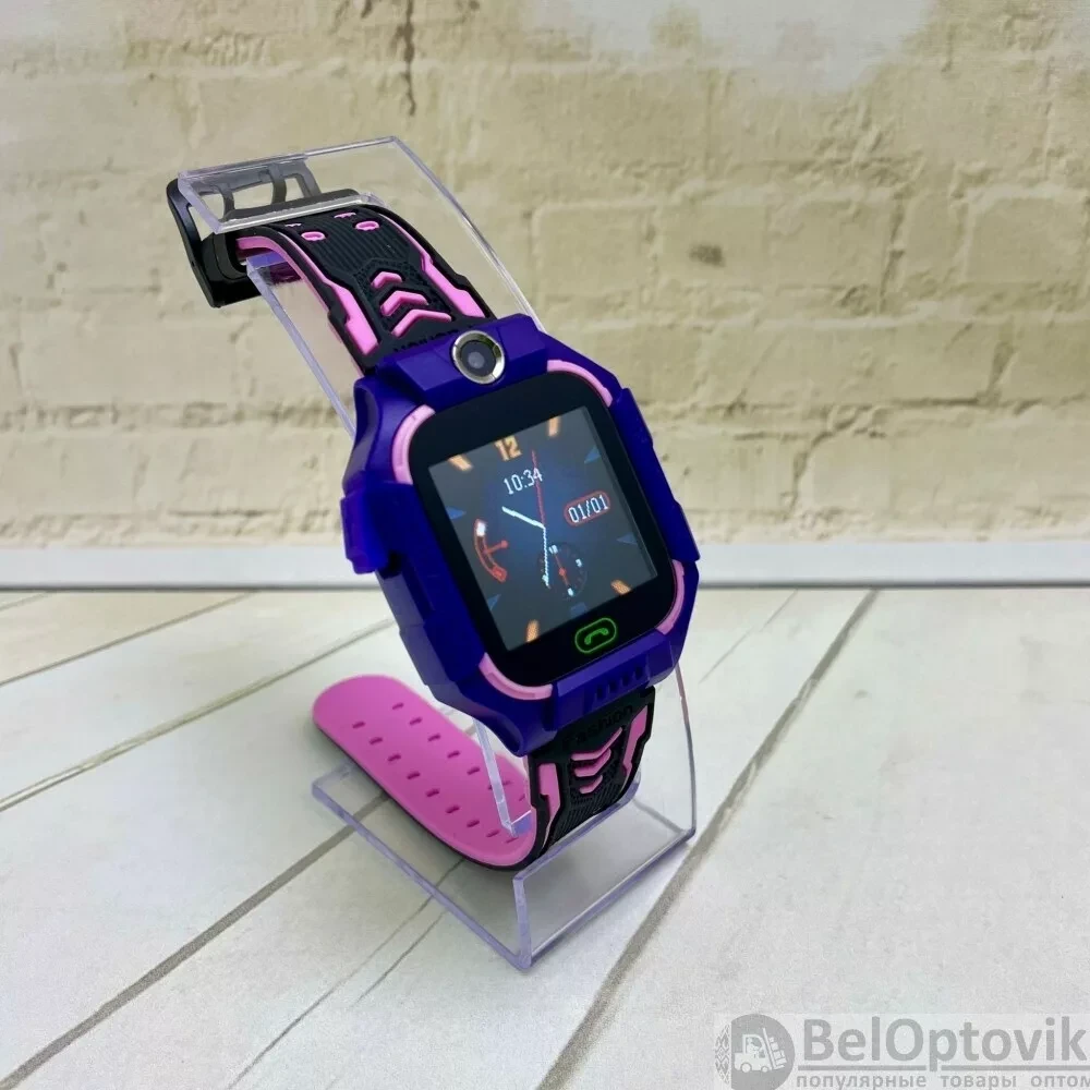 Детские умные часы Smart Baby Watch Q19 (фиолетовый с чёрным) - фото 6 - id-p192119650