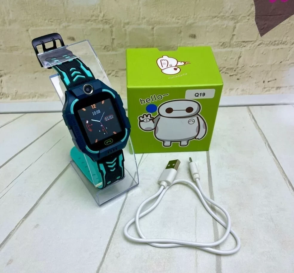 Детские умные часы Smart Baby Watch Q19 (зелёный с чёрным) - фото 6 - id-p192119651