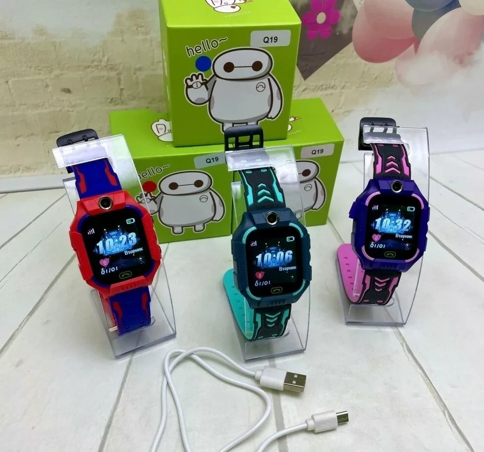 Детские умные часы Smart Baby Watch Q19 (красный с синим) - фото 5 - id-p192126847