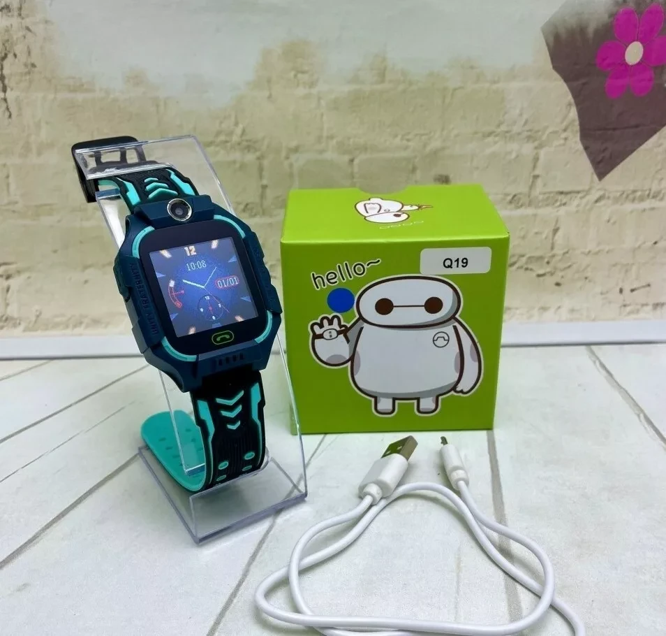 Детские умные часы Smart Baby Watch Q19 (зелёный с чёрным) - фото 4 - id-p192126849