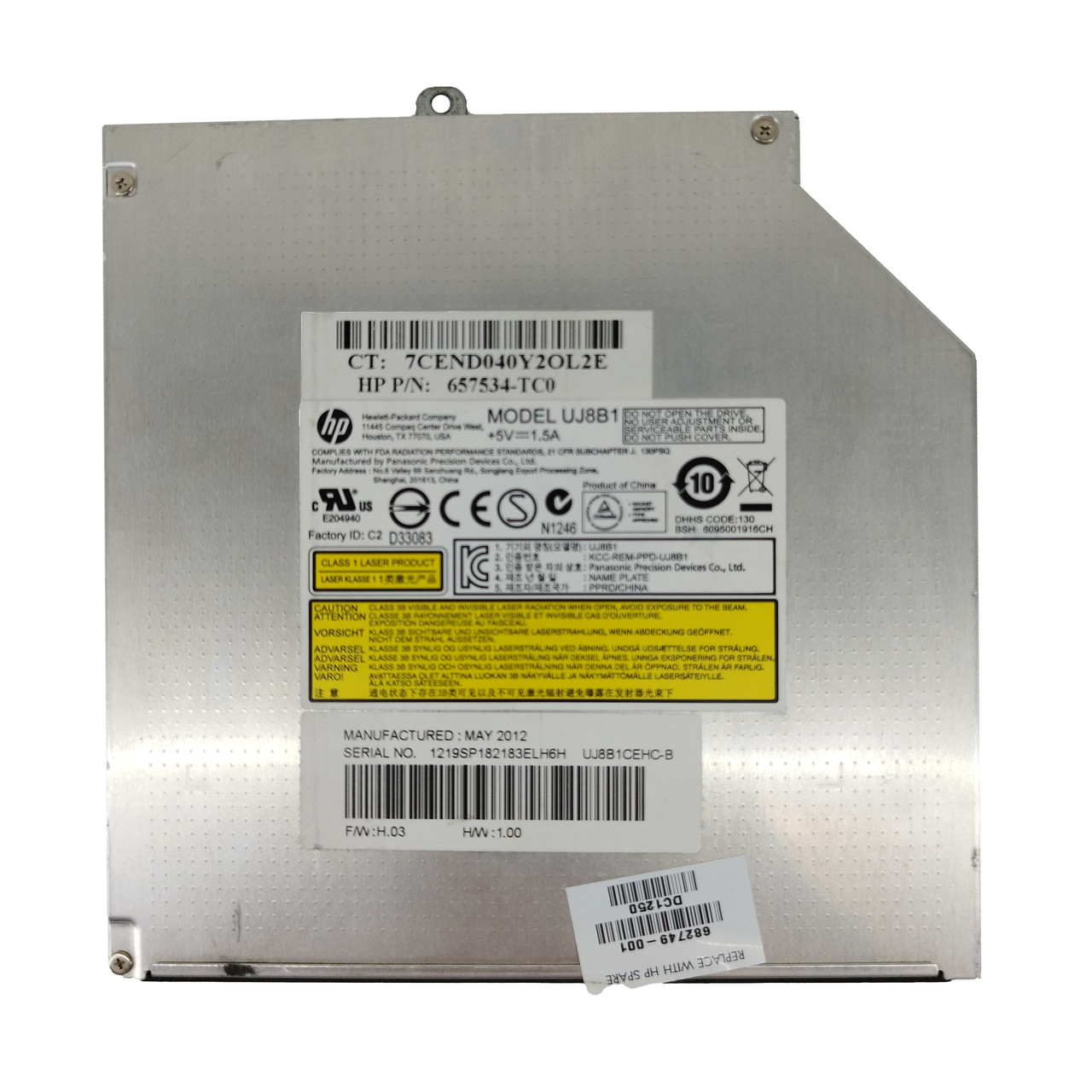 Оптический привод SATA DVD RW DL ±8X HP UJ8B1 для HP Pavilion DV6-6000 (с разбора)