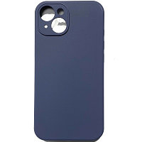 Силиконовый чехол Silicone Case с закрытым низом и защитой камеры темно-синий для Apple iPhone 14