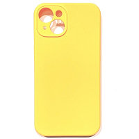 Силиконовый чехол Silicone Case с закрытым низом и защитой камеры желтый для Apple iPhone 14