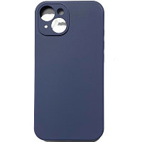 Силиконовый чехол Silicone Case с закрытым низом и защитой камеры темно-синий для Apple iPhone 14 Plus