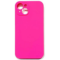 Силиконовый чехол Silicone Case с закрытым низом и защитой камеры ярко-розовый для Apple iPhone 14 Plus
