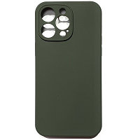 Силиконовый чехол Silicone Case с закрытым низом и защитой камеры темно-зеленый для Apple iPhone 14 Pro