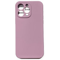 Силиконовый чехол Silicone Case с закрытым низом и защитой камеры серо-фиолетовый для Apple iPhone 14 Pro