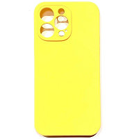 Силиконовый чехол Silicone Case с закрытым низом и защитой камеры желтый для Apple iPhone 14 Pro