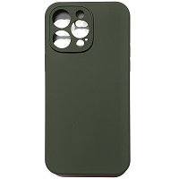 Силиконовый чехол Silicone Case с закрытым низом и защитой камеры темно-зеленый для Apple iPhone 14 Pro Max