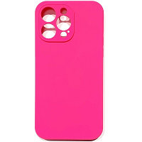 Силиконовый чехол Silicone Case с закрытым низом и защитой камеры ярко-розовый для Apple iPhone 14 Pro Max