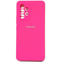 Силиконовый чехол Silicone Case с закрытым низом и защитой камеры ярко-розовый для Samsung Galaxy A53