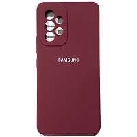 Силиконовый чехол Silicone Case с закрытым низом и защитой камеры бордовый для Samsung Galaxy A73
