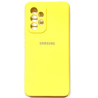 Силиконовый чехол Silicone Case с закрытым низом и защитой камеры жёлтый для Samsung Galaxy A73