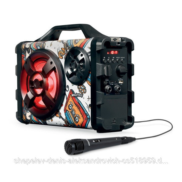 Мультимедийная система 1.1 Smartbuy SPITFIRE, 20Вт, Bluetooth, MP3, FM, КАРАОКЕ-МИКРОФОН (арт.SBS-5090)