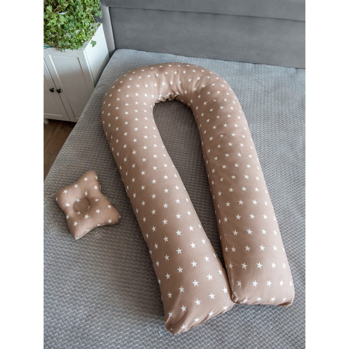 Подушка для беременных «U Комфорт» и подушка для младенцев «Малютка», принт Звездочки кофе - фото 1 - id-p192214049