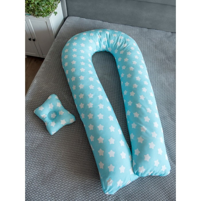 Подушка для беременных «U Комфорт» и подушка для младенцев «Малютка», принт пряники бирюза - фото 1 - id-p192214057
