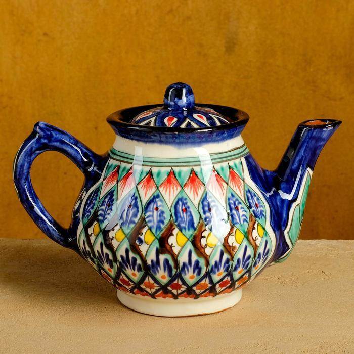 Набор чайный Риштан, 4 предмета в подар упак: чайник 0,7л, 2 пиалы 9,5см, тарелка 17см - фото 10 - id-p192215192
