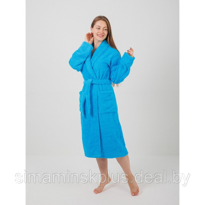 Халат женский махровый, с шалькой, размер 44-46, цвет голубой - фото 1 - id-p192214616
