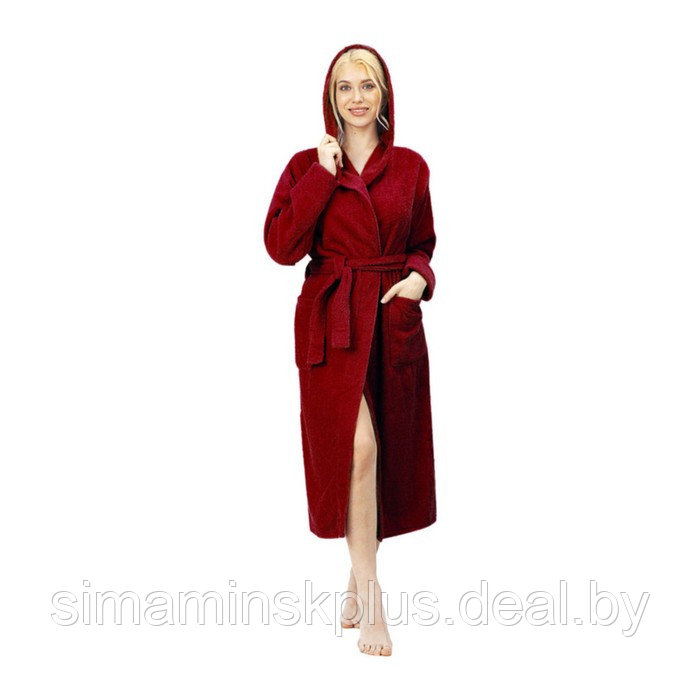 Халат женский с капюшоном, размер 44-46, цвет бордовый - фото 1 - id-p192214629
