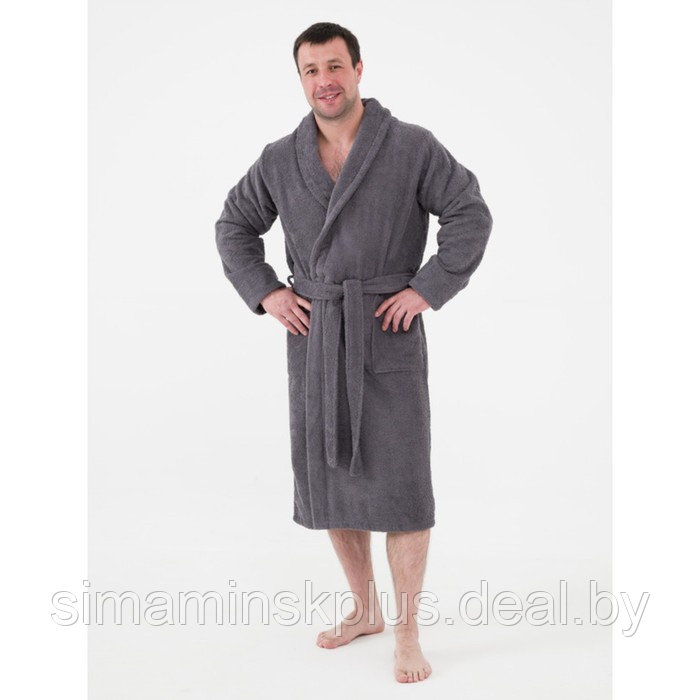 Халат мужской махровый с шалькой, размер 44-46, цвет серый - фото 1 - id-p192214680