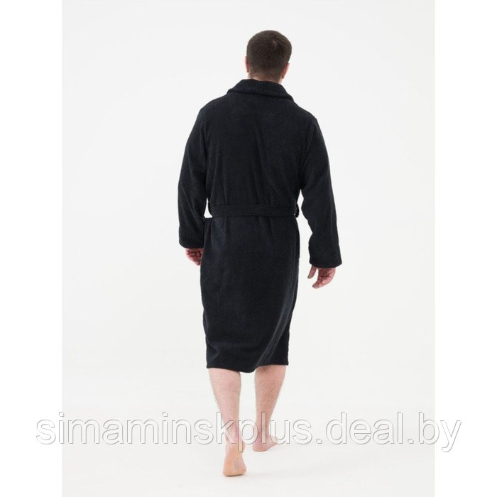 Халат мужской махровый с шалькой, размер 44-46, цвет черный - фото 3 - id-p192214682