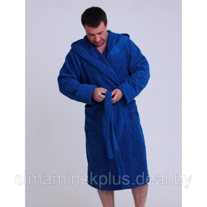 Халат мужской с капюшоном, размер 44-46, цвет синий - фото 2 - id-p192214694