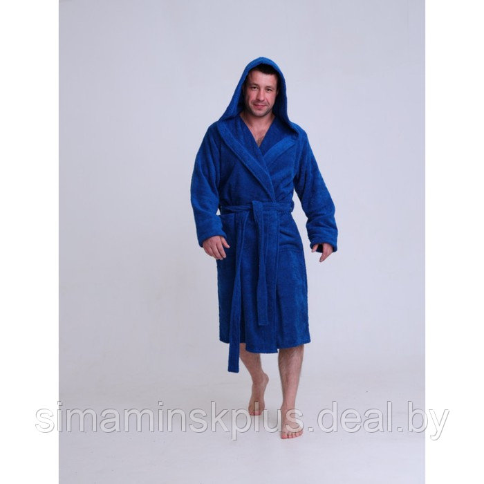 Халат мужской с капюшоном, размер 44-46, цвет синий - фото 4 - id-p192214694