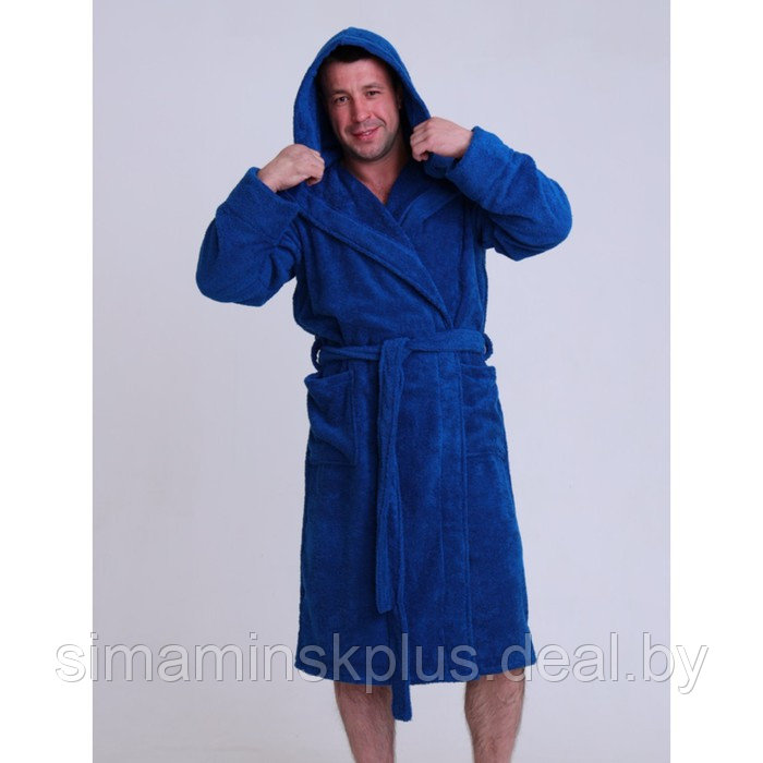 Халат мужской с капюшоном, размер 48-50, цвет синий - фото 3 - id-p192214700