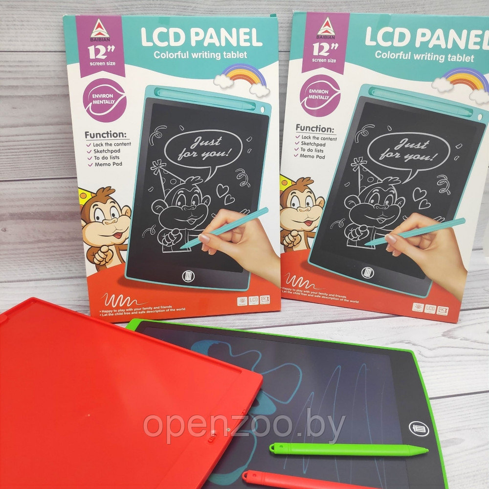 Графический планшет для рисования и заметок со стилусом LCD Panel Сolorful Writing Tables 12 Красный - фото 9 - id-p191981103