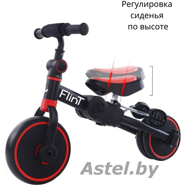 Детский трехколесный велосипед беговел Bubago Flint BG-FP-1 с ручкой Black -RED/Черно- Красный - фото 3 - id-p192255958